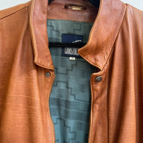 Comstock Endurance Genuine Brown Leather Jacket Size 42 distressed - Picture 2 of 8